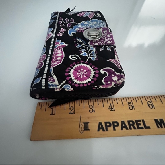 Vera Bradley Black and Purple Quilted Wallet with Paisley Design - Picture 5 of 5